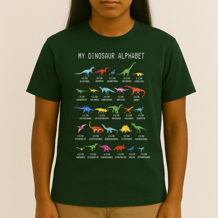 Types Of Dinosaurs Alphabet Dino Identification T-Shirt