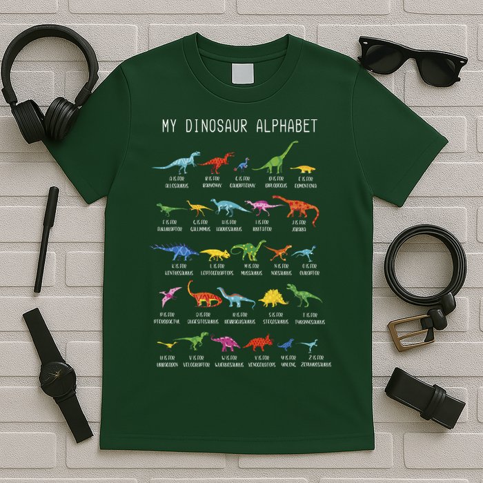 Types Of Dinosaurs Alphabet Dino Identification T-Shirt