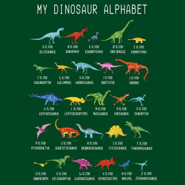 Types Of Dinosaurs Alphabet Dino Identification T-Shirt