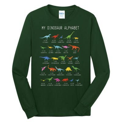 Types Of Dinosaurs Alphabet Dino Identification Tall Long Sleeve T-Shirt