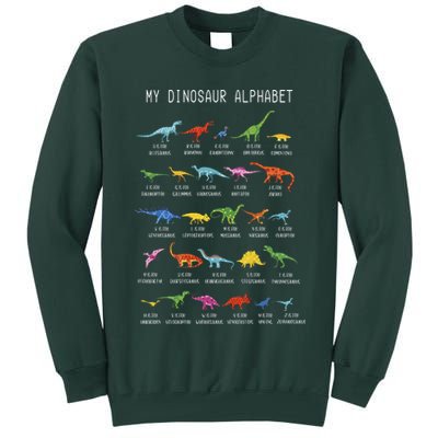 Types Of Dinosaurs Alphabet Dino Identification Tall Sweatshirt