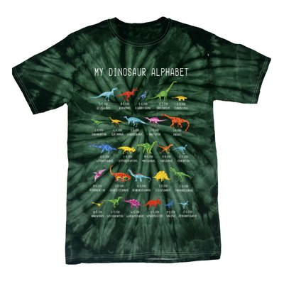 Types Of Dinosaurs Alphabet Dino Identification Tie-Dye T-Shirt