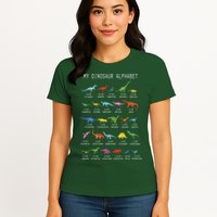 Types Of Dinosaurs Alphabet Dino Identification Womens T-Shirt