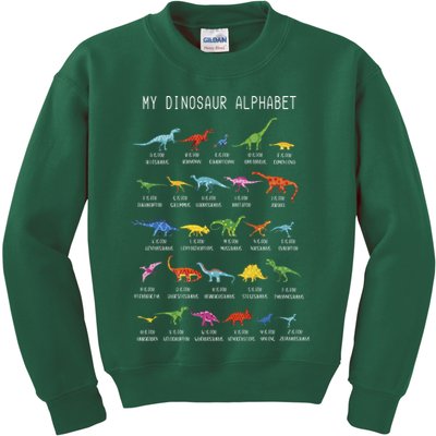 Types Of Dinosaurs Alphabet Dino Identification Kids Sweatshirt