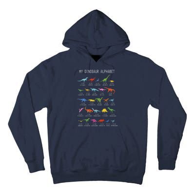 Types Of Dinosaurs Alphabet Dino Identification Tall Hoodie