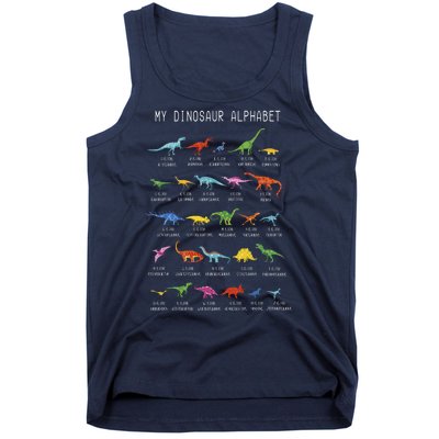 Types Of Dinosaurs Alphabet Dino Identification Tank Top