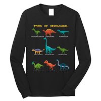 Types Of Dinosaur Dino And Kids Dino Pedia Great Gift Long Sleeve Shirt