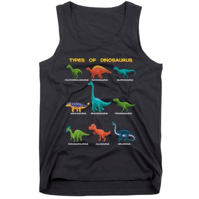 Types Of Dinosaur Dino And Kids Dino Pedia Great Gift Tank Top