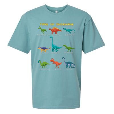 Types Of Dinosaur Dino And Kids Dino Pedia Great Gift Sueded Cloud Jersey T-Shirt