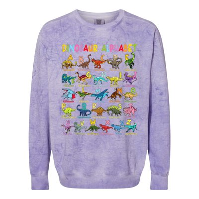 Types Of Dinosaurs Alphabet Az Abc Dino Identification Colorblast Crewneck Sweatshirt