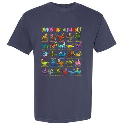 Types Of Dinosaurs Alphabet Az Abc Dino Identification Garment-Dyed Heavyweight T-Shirt