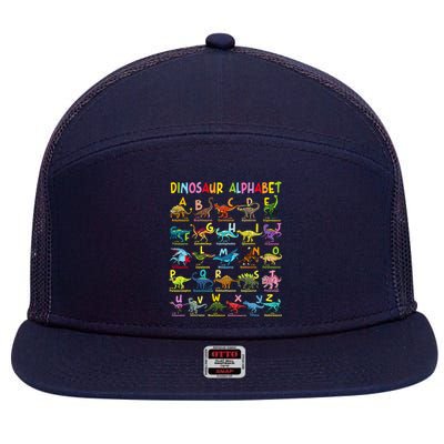 Types Of Dinosaurs Alphabet Az Abc Dino Identification 7 Panel Mesh Trucker Snapback Hat