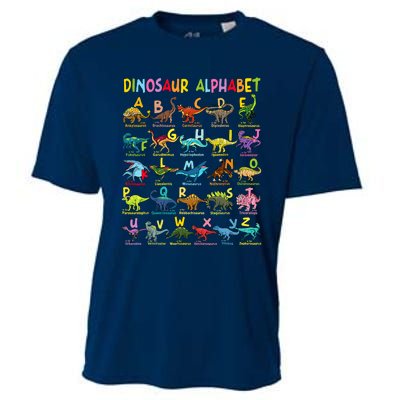 Types Of Dinosaurs Alphabet Az Abc Dino Identification Cooling Performance Crew T-Shirt