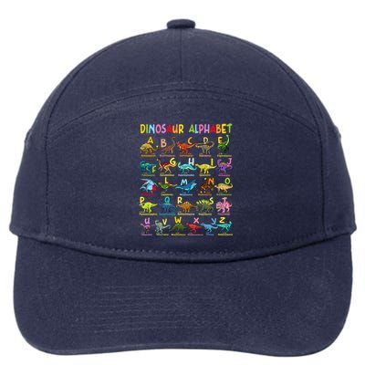 Types Of Dinosaurs Alphabet Az Abc Dino Identification 7-Panel Snapback Hat