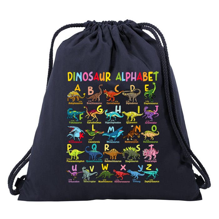 Types Of Dinosaurs Alphabet Az Abc Dino Identification Drawstring Bag