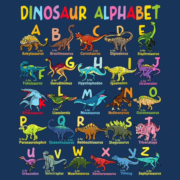 Types Of Dinosaurs Alphabet Az Abc Dino Identification Drawstring Bag