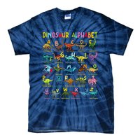 Types Of Dinosaurs Alphabet Az Abc Dino Identification Tie-Dye T-Shirt