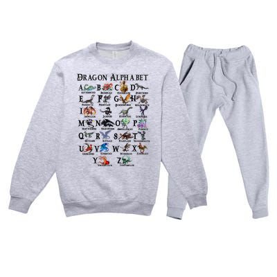 Types Of Dragons Alphabet Az Abc Dragon Identification Premium Crewneck Sweatsuit Set