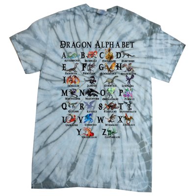 Types Of Dragons Alphabet Az Abc Dragon Identification Tie-Dye T-Shirt