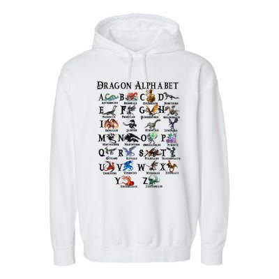 Types Of Dragons Alphabet Az Abc Dragon Identification Garment-Dyed Fleece Hoodie