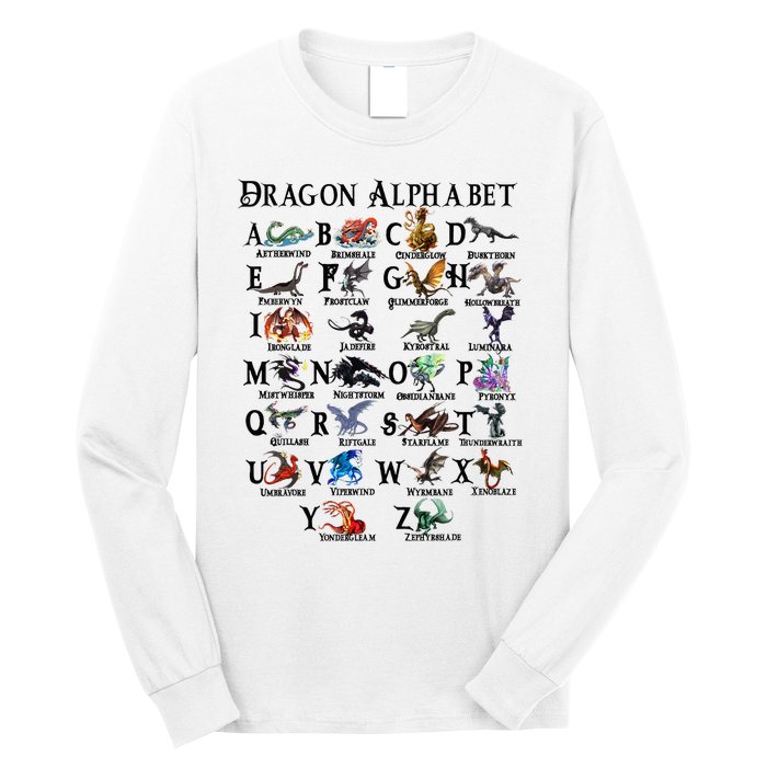 Types Of Dragons Alphabet Az Abc Dragon Identification Long Sleeve Shirt