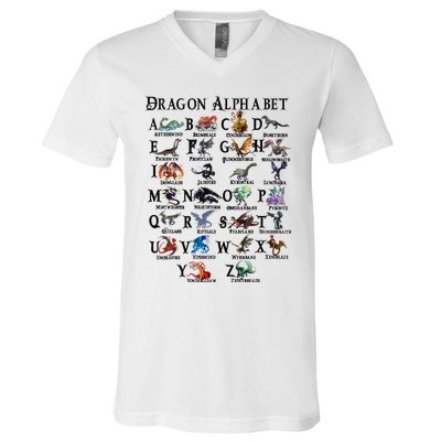 Types Of Dragons Alphabet Az Abc Dragon Identification V-Neck T-Shirt