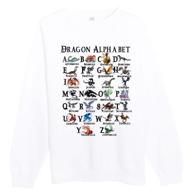 Types Of Dragons Alphabet Az Abc Dragon Identification Premium Crewneck Sweatshirt