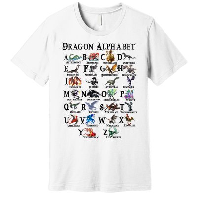 Types Of Dragons Alphabet Az Abc Dragon Identification Premium T-Shirt