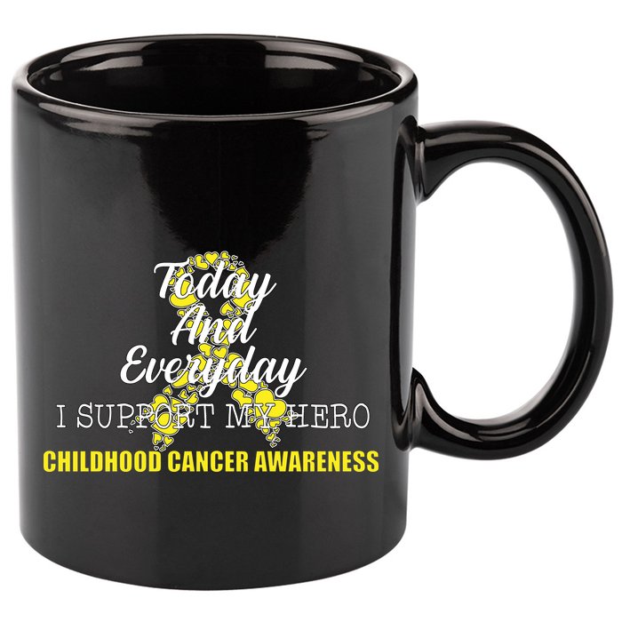 Today Everyday I Support My Hero Childhood Cancer 11oz C Handle Ceramic Mug