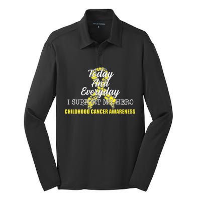 Today Everyday I Support My Hero Childhood Cancer Silk Touch Performance Long Sleeve Polo