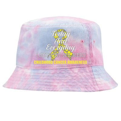 Today Everyday I Support My Hero Childhood Cancer Tie-Dyed Bucket Hat