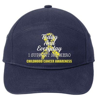 Today Everyday I Support My Hero Childhood Cancer 7-Panel Snapback Hat