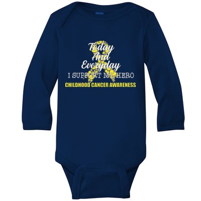 Today Everyday I Support My Hero Childhood Cancer Baby Long Sleeve Bodysuit