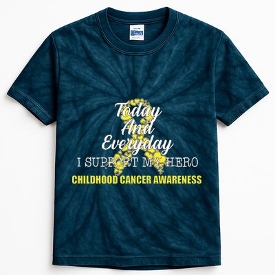 Today Everyday I Support My Hero Childhood Cancer Kids Tie-Dye T-Shirt