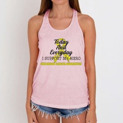 Today Everyday I Support My Hero Childhood Cancer Women's Knotted Racerback Tank