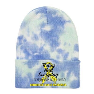 Today Everyday I Support My Hero Childhood Cancer Tie Dye 12in Knit Beanie