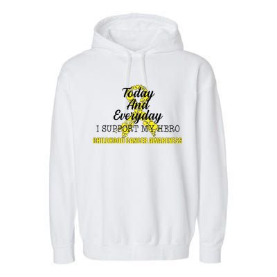 Today Everyday I Support My Hero Childhood Cancer Garment-Dyed Fleece Hoodie