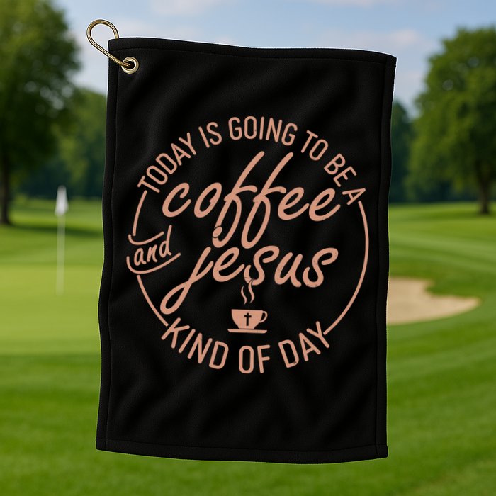 Today Is Going To Be A Coffee And Jesus Kind Of Day Golf Towel