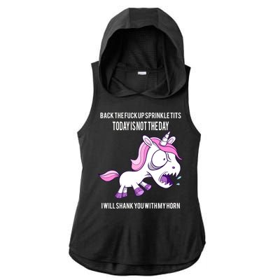 Today Is Not The Day Shank You Unicorn Horn Ladies PosiCharge Tri-Blend Wicking Draft Hoodie Tank