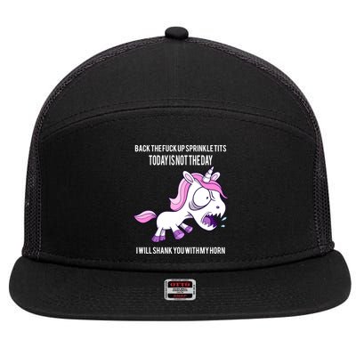 Today Is Not The Day Shank You Unicorn Horn 7 Panel Mesh Trucker Snapback Hat