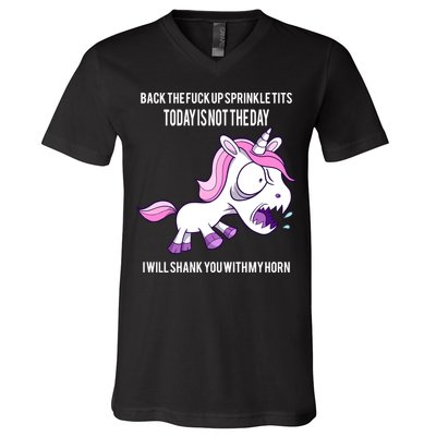 Today Is Not The Day Shank You Unicorn Horn V-Neck T-Shirt
