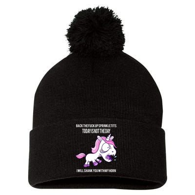 Today Is Not The Day Shank You Unicorn Horn Pom Pom 12in Knit Beanie