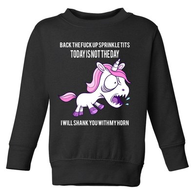 Today Is Not The Day Shank You Unicorn Horn Toddler Sweatshirt