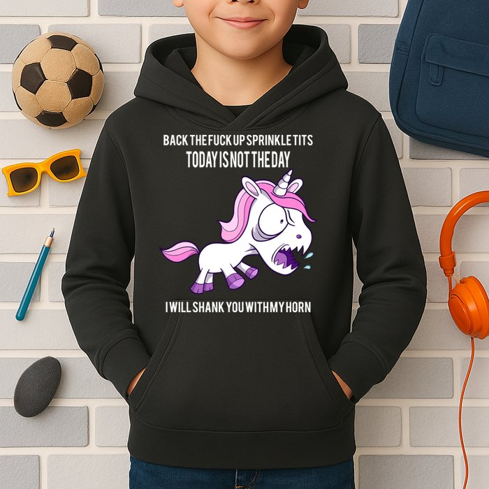 Today Is Not The Day Shank You Unicorn Horn Kids Hoodie