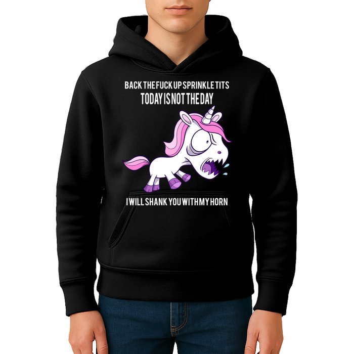Today Is Not The Day Shank You Unicorn Horn Kids Hoodie
