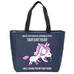 Today Is Not The Day Shank You Unicorn Horn Zip Tote Bag