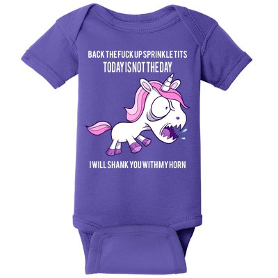 Today Is Not The Day Shank You Unicorn Horn Baby Bodysuit