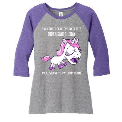 Today Is Not The Day Shank You Unicorn Horn Women's Tri-Blend 3/4-Sleeve Raglan Shirt