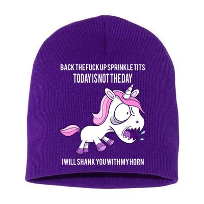 Today Is Not The Day Shank You Unicorn Horn Short Acrylic Beanie