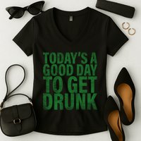 Today's a good day to get drunk Women's V-Neck T-Shirt